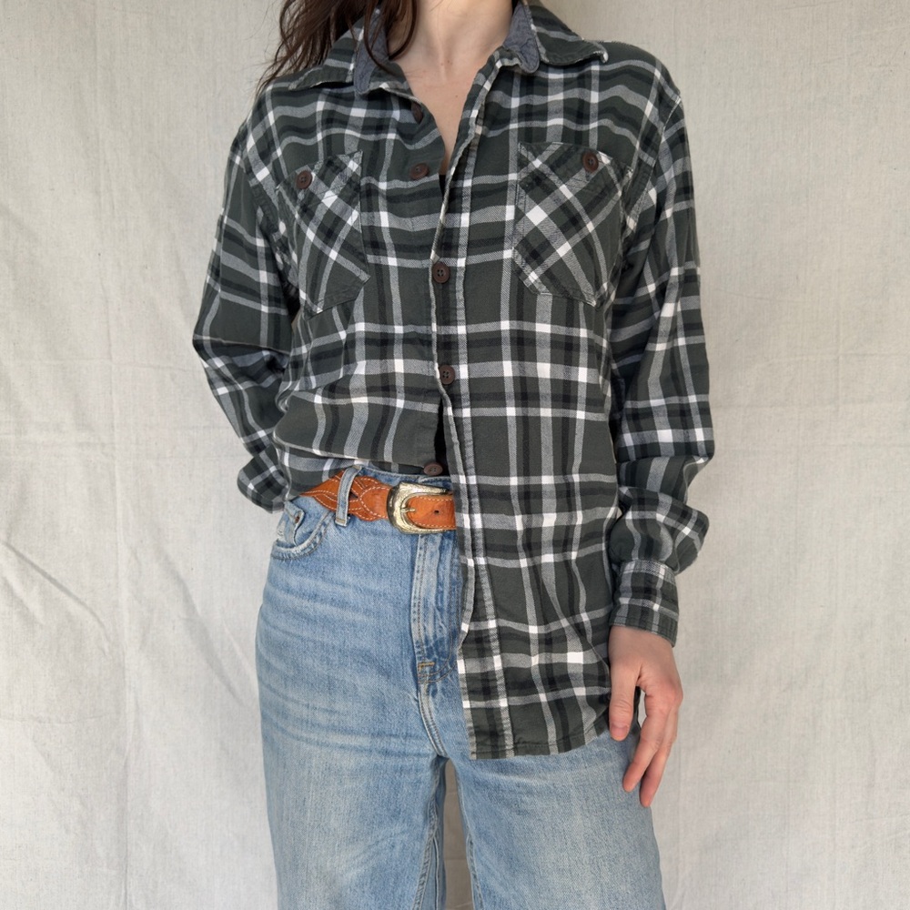 Wrangler Green and Grey Plaid Shirt